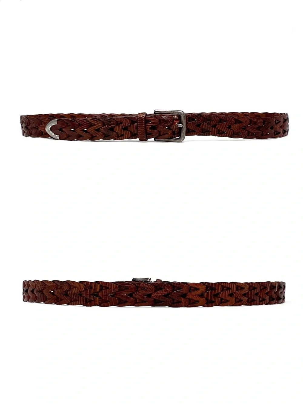 Vintage Cole Haan Lizard & Leather Brown Braided Belt Men’s Size Large 38” Vtg